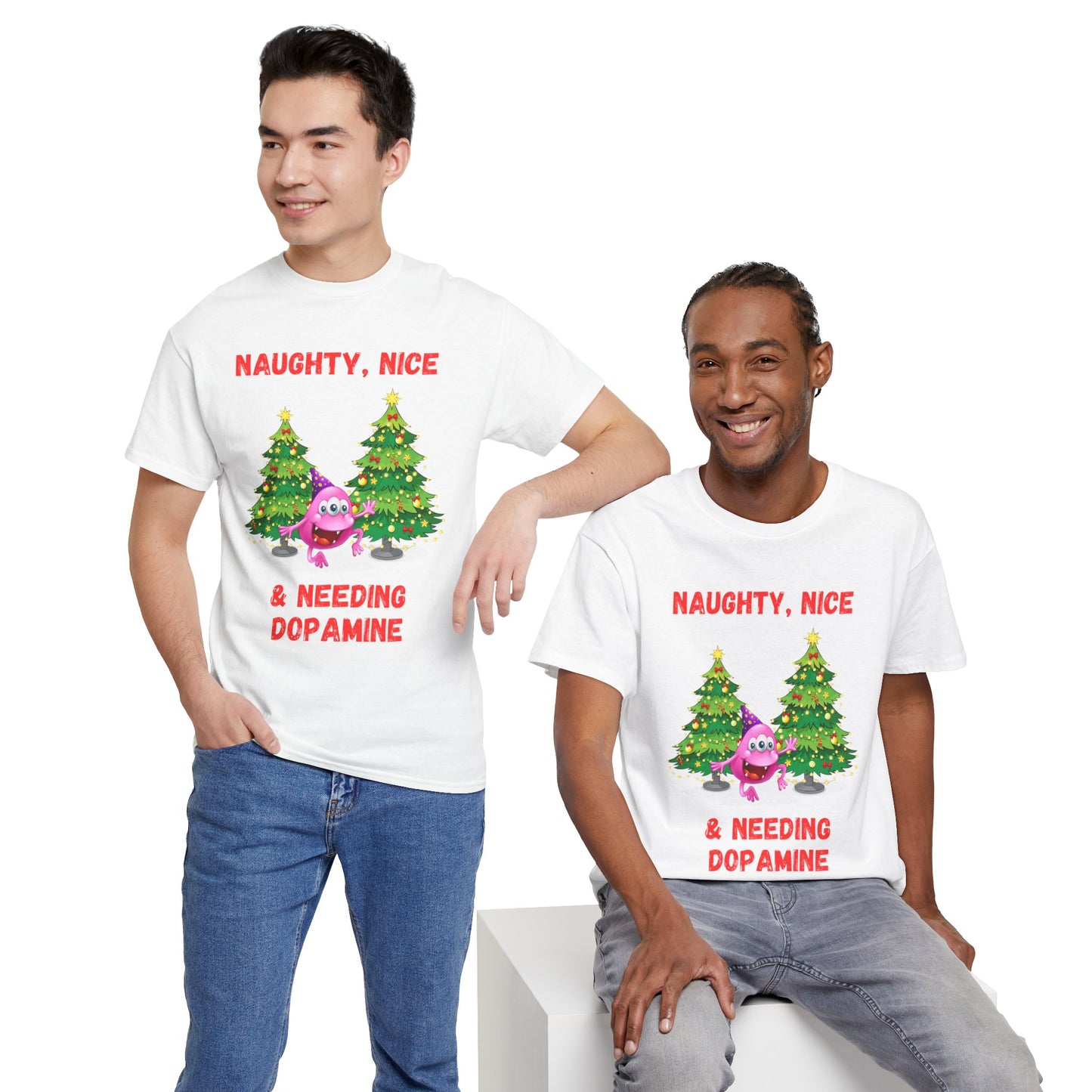 Naughty, Nice & Needing Dopamine Unisex Heavy Cotton Tee