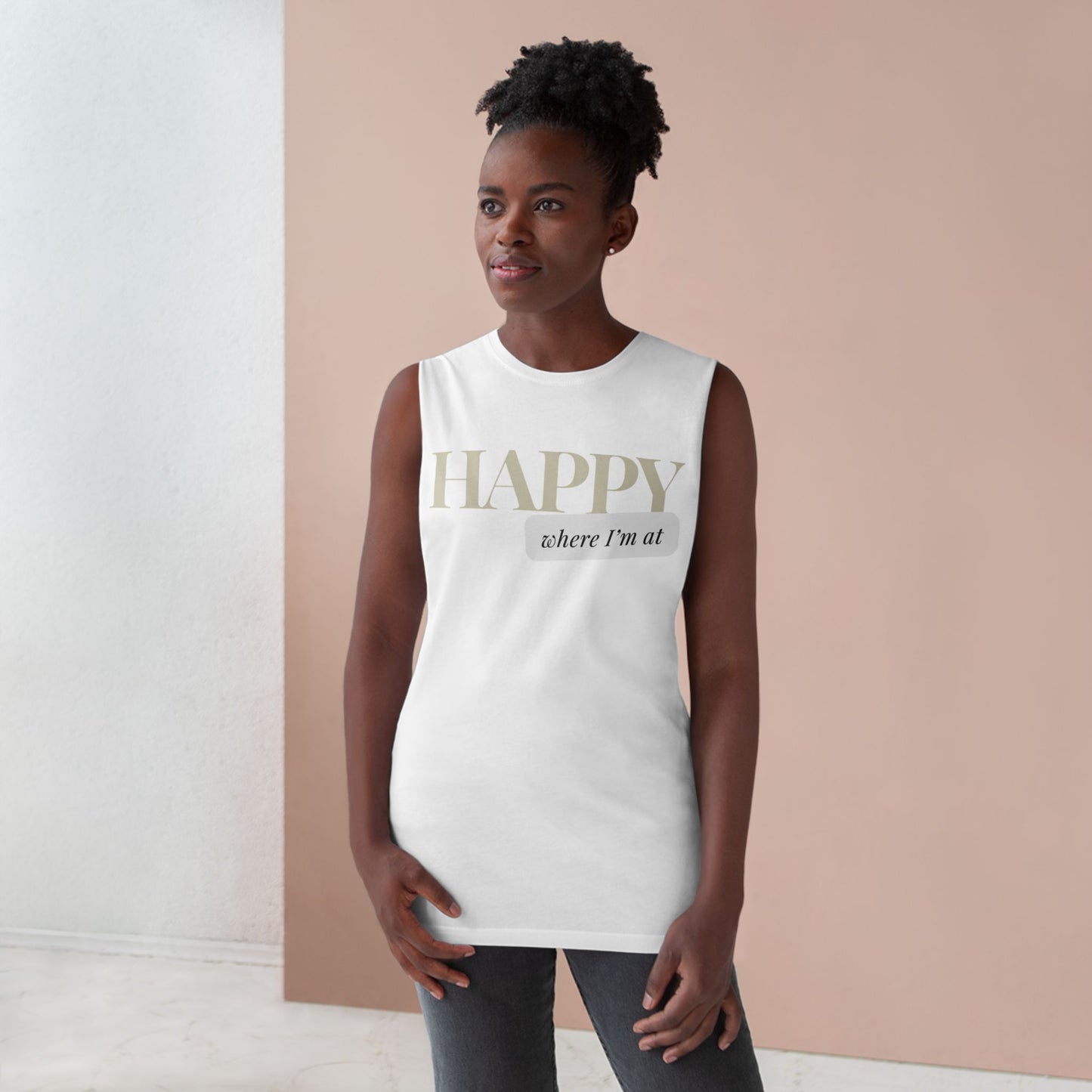 Happy where I'm at Unisex Barnard Tank