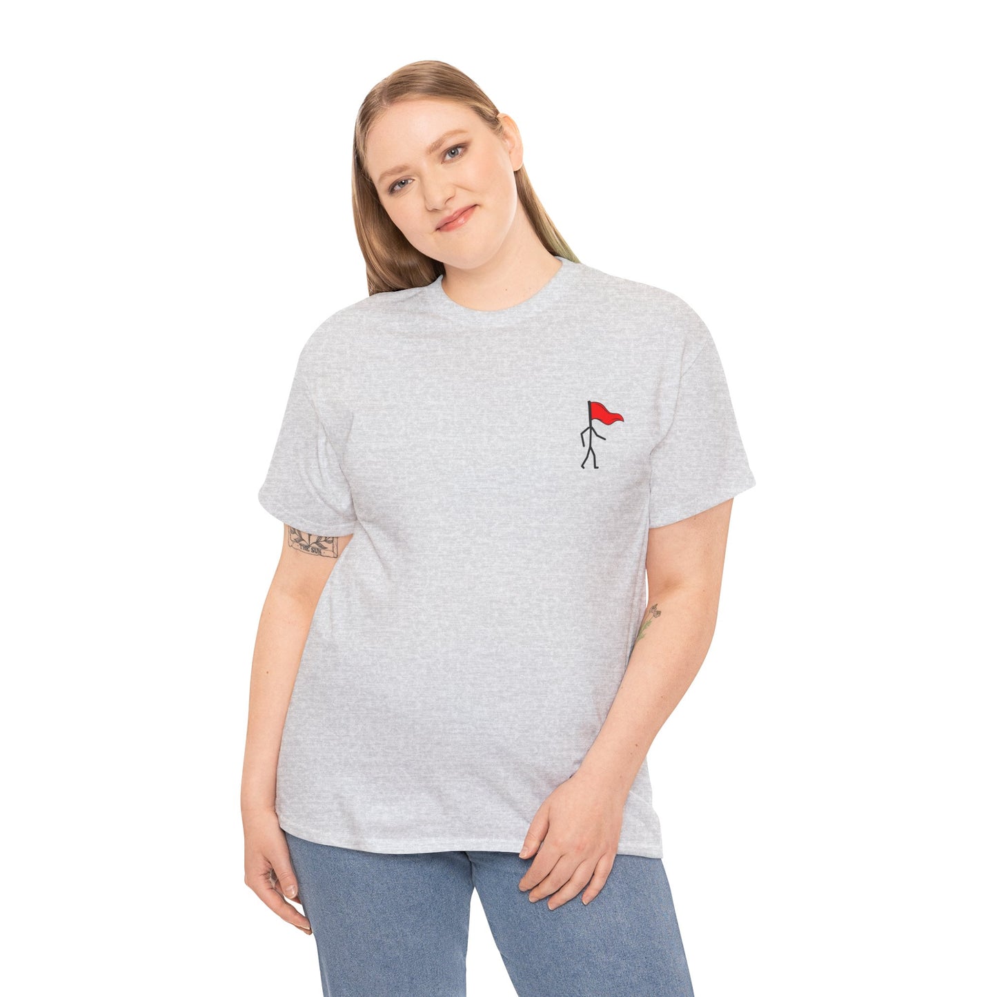 Small Walking Red Flag Unisex Heavy Cotton Tee