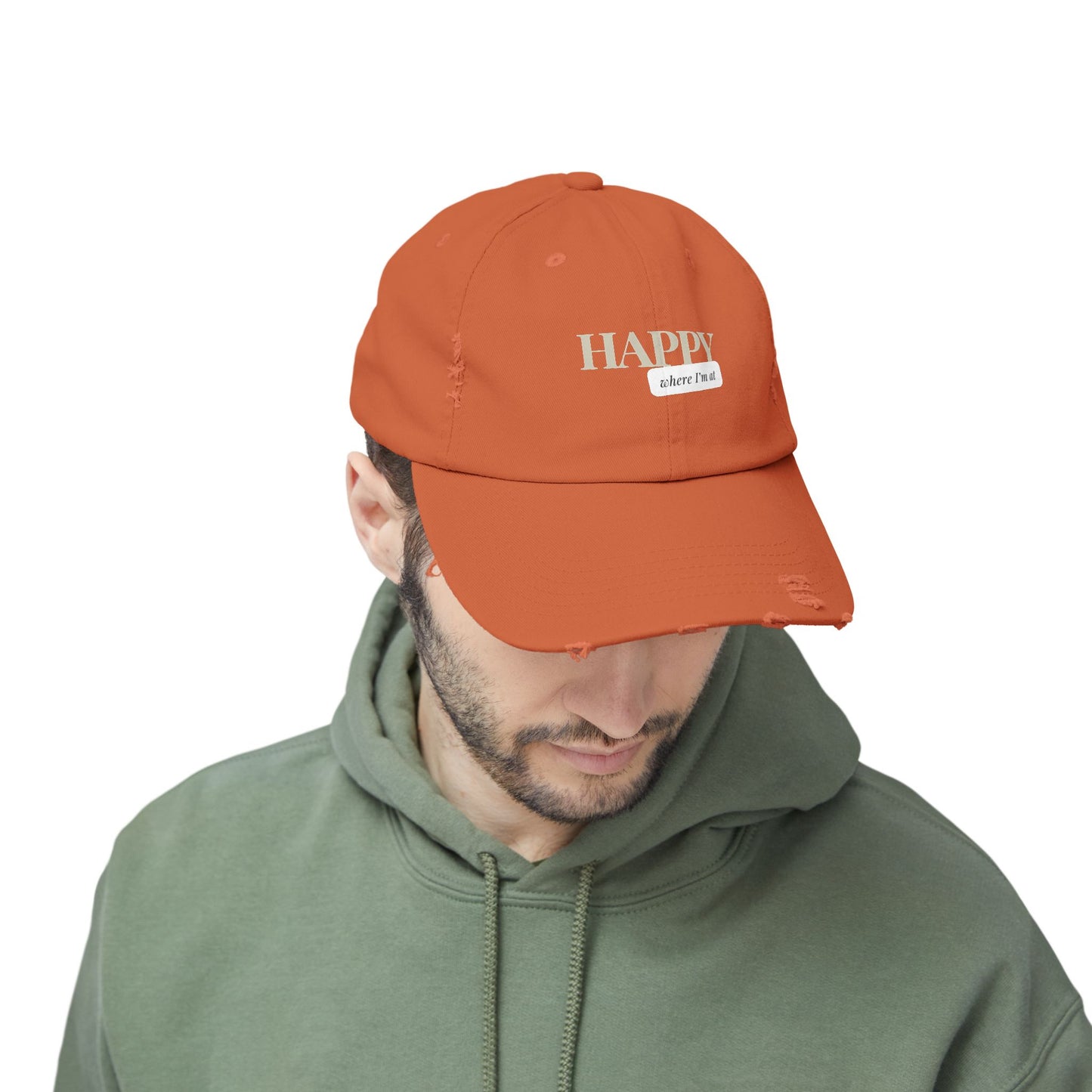 Happy where I'm at Unisex Distressed Cap