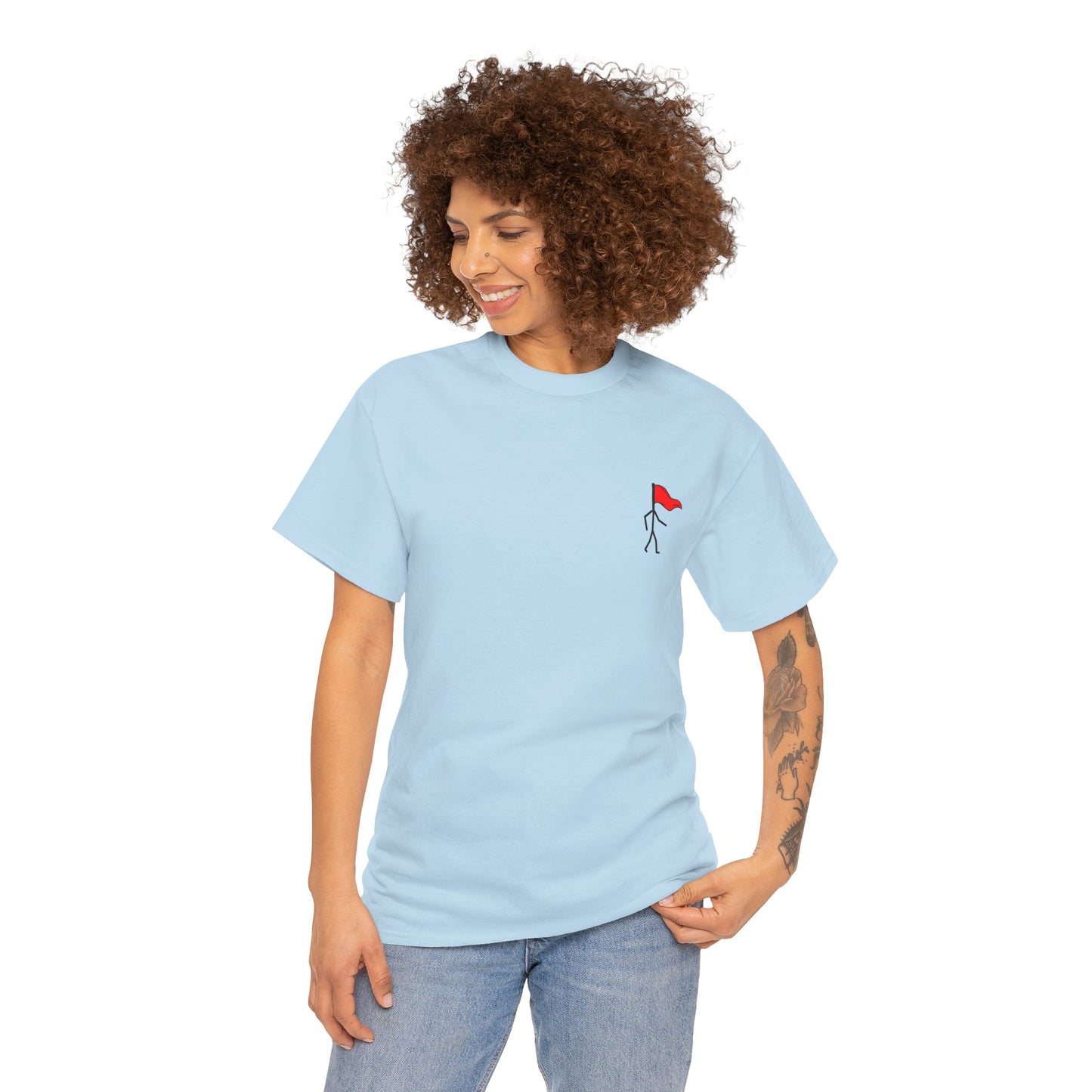 Small Walking Red Flag Unisex Heavy Cotton Tee