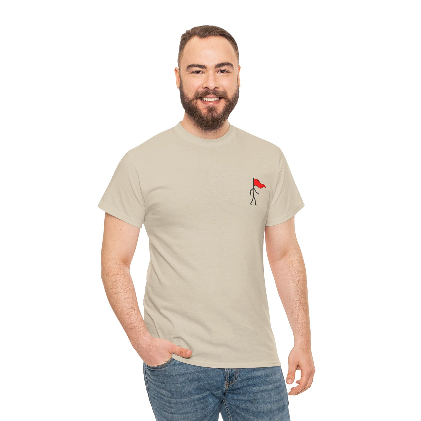 Small Walking Red Flag Unisex Heavy Cotton Tee