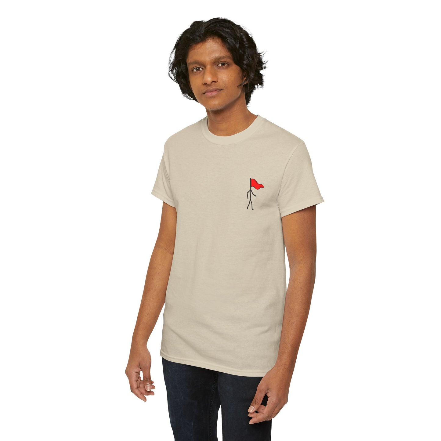 Small Walking Red Flag Unisex Heavy Cotton Tee