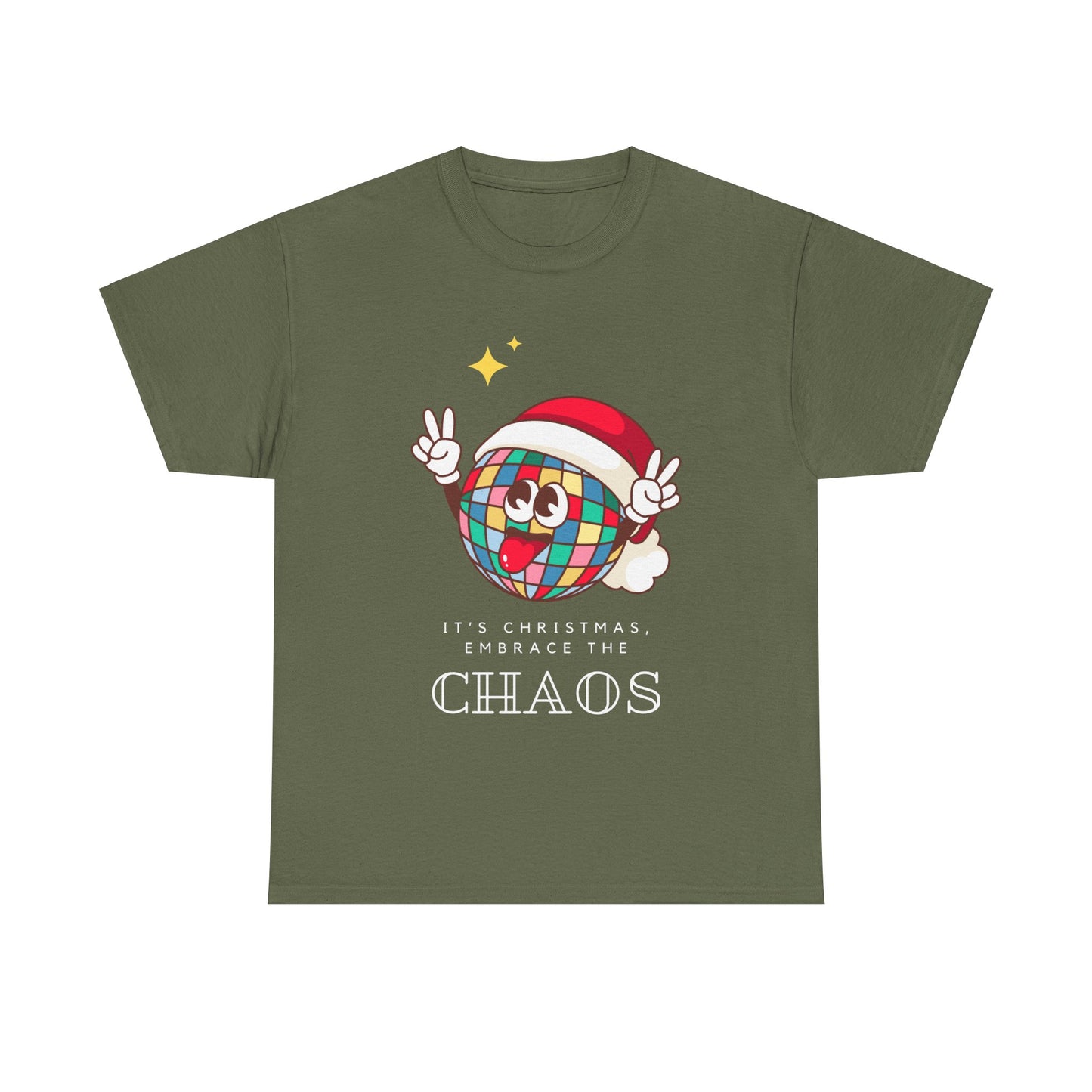 Christmas Embrace The Chaos Unisex Heavy Cotton Tee