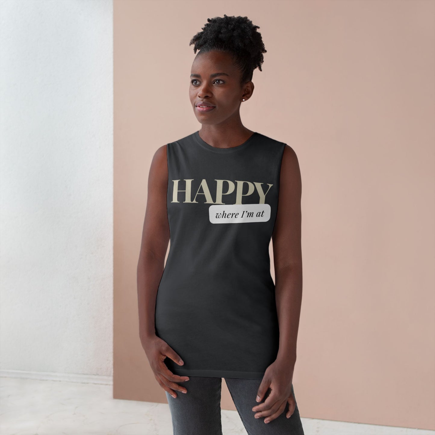 Happy where I'm at Unisex Barnard Tank