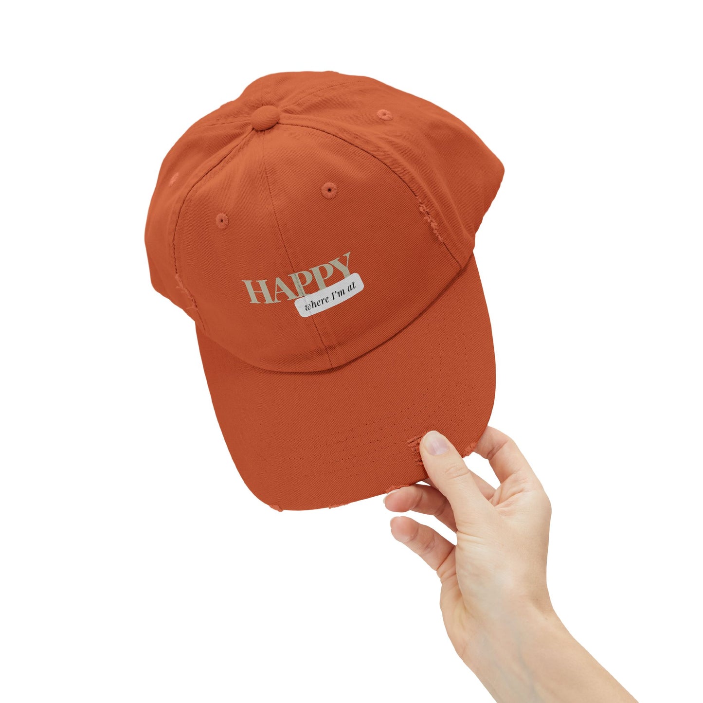 Happy where I'm at Unisex Distressed Cap