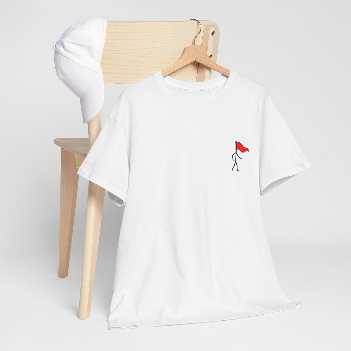 Small Walking Red Flag Unisex Heavy Cotton Tee